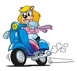 Afwasbaar Fotobehang Motorfiets scooter meisje