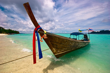 Thai boat near the beach. Phi Phi island. Thailand