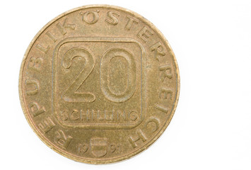 Vorderseite einer 20 Schillingmünze aus dem Jahr 1991