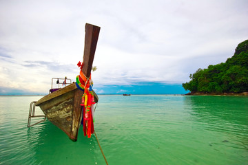 Thai boat near the beach. Phi Phi island. Thailand