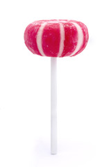 pink and white stripy candy lollipop