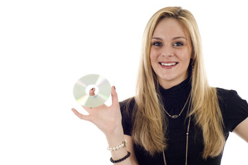Smiling Woman with a CD