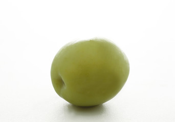 Green olive on a white background.