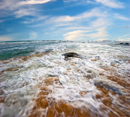 Tropical beach under blue sky. Thailand