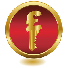 3D Golden Pound key.Vector