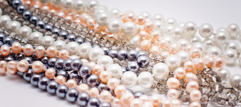 pearls, plastic and glass jewelry