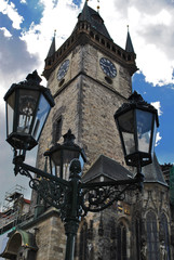 Fototapeta na wymiar street lamp on staromestske namesti