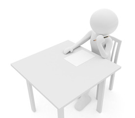 person is thinking what to write