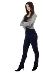 Full length young business woman standing