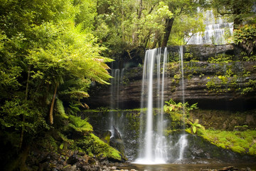 Beautiful time-lapse of Russell Falls waterfall in Mount Field National Park, Tasmania, Australia