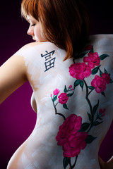 The girl and cherry tree  (body art)
