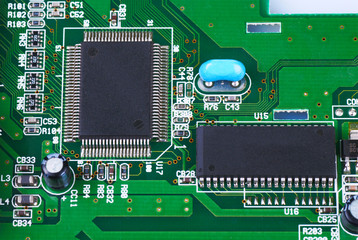 Closeup of electronic circuit board