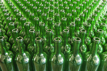 Green glass wine bottles