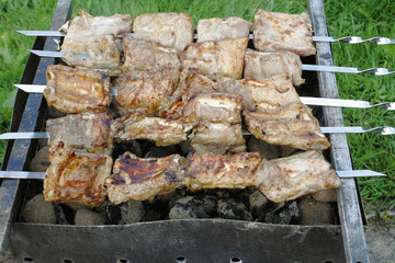 grill bbq in the garden .pork bbq