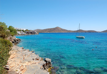 Beautiful beach of the luxury hotel, Crete, Greece