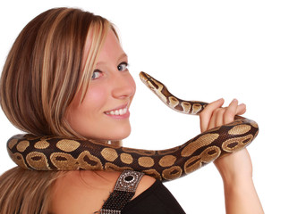 Fototapeta premium woman holding a snake