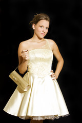 Fototapeta premium Young elegant fashion woman, studio shot