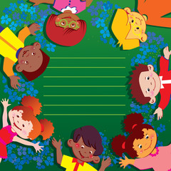 Fototapeta premium Kids frame. Place for your text. Happy childhood.