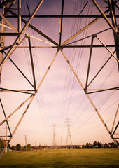 Steel Transmission Towers With Overhead Power Lines