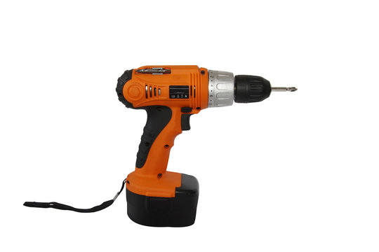 isolated power tool in Red-orange