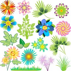 Fiori Foglie Piante-Flowers Leaves Plants-Vector