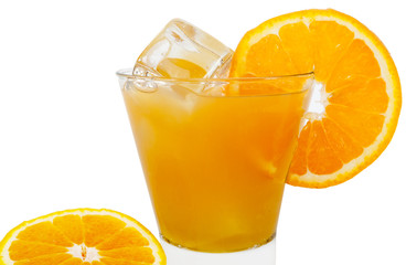 Orange juice with ice cube