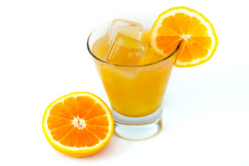 Orange juice with ice cube