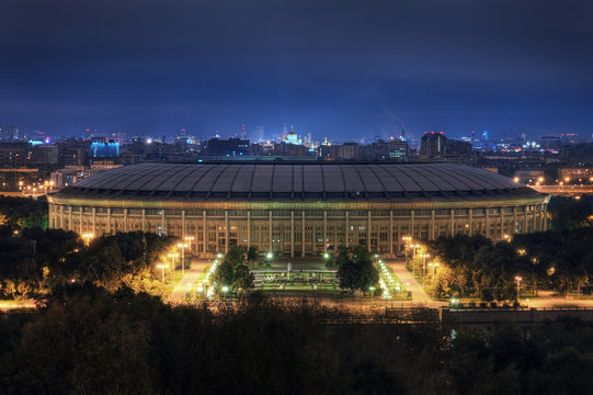 Stadium Luzniki at night in Moscow