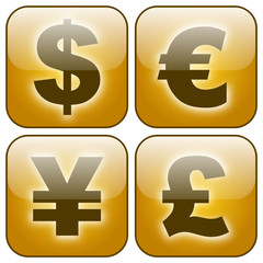 Buttons Währungen
