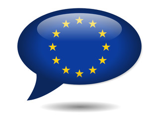 European Union Flag Speech Bubble Icon (EU Europe Web Button)
