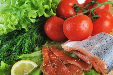 pieces of  salmon