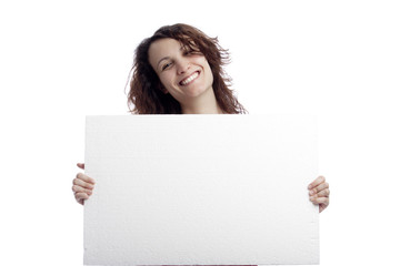 Fototapeta premium Girl with Blank Panel
