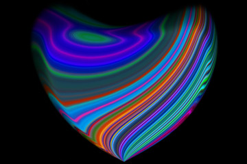 Abstrakt gebogenes Herz mit farbigen Streifen