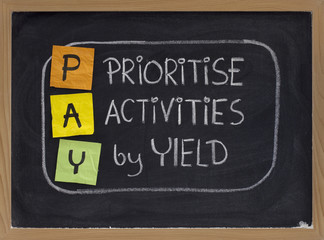 prioritise activities by yield - PAY