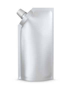 White blank spout pouch, bag foil or plastic packaging