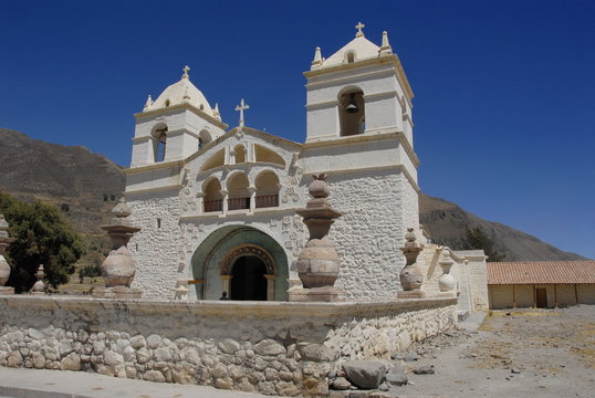 Colonial style church in Chivay, Colca valley, Peru