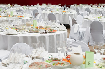 Formal dinner service as at a wedding, banquet
