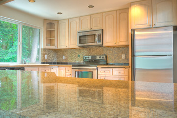 Modern kitchen with stainless steel appliances