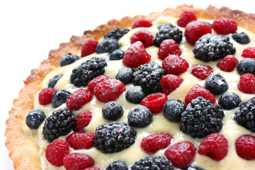 Fresh Fruit Tart on white background