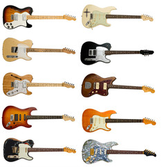 collection of classic electric guitars