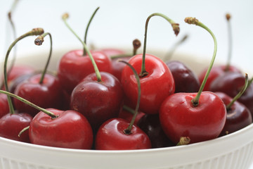 Fresh cherries in a bowl