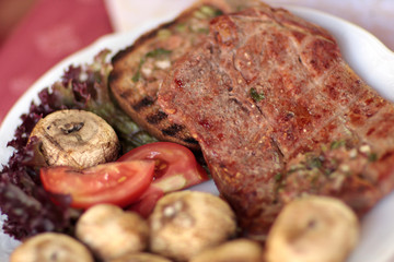 Steak of veal and vegetables
