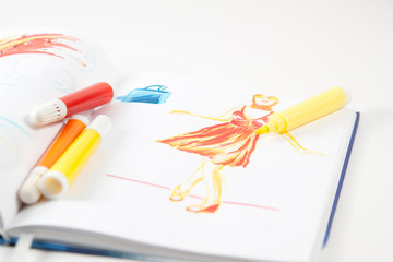 Filzstift auf Zeichnung