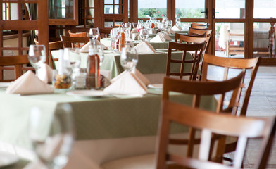 Dining tables ready for customers