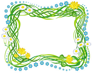 Fototapeta na wymiar Frame with the grass and flowers
