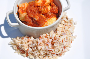 encornet et riz sauvage