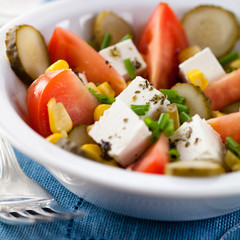 Mixed vegetable salad with goat cheese