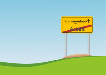 Straßenschild - Sommerurlaub