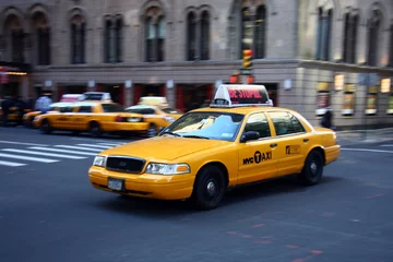 Foto op Plexiglas New York taxi Gele taxi