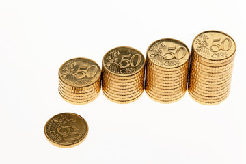 Stapel von Euro Geld Münzen